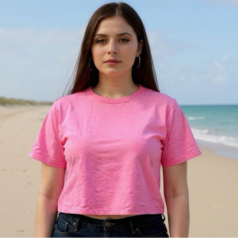 Neon Pink Cropped Tee by MYA & NU